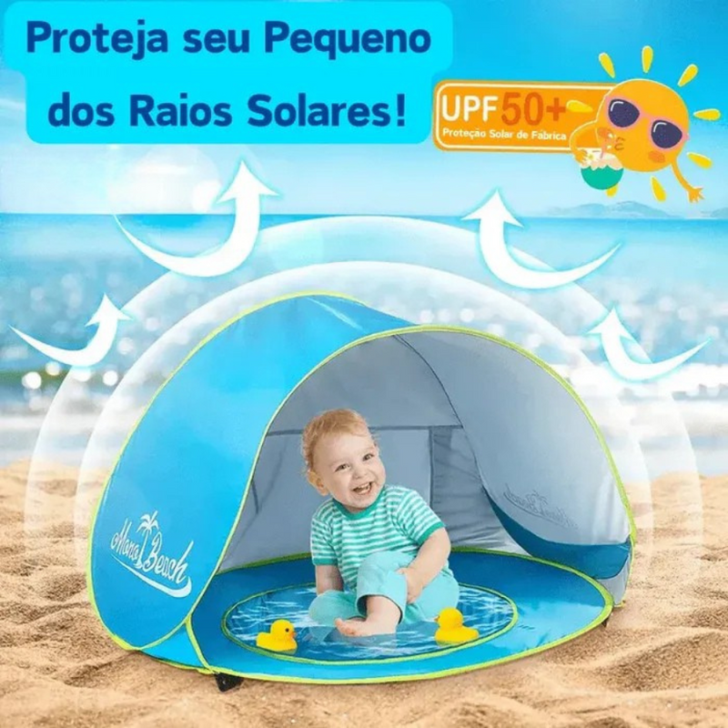 Barraca de Praia Infantil com Piscina e Proteção UV DIVERSÃO TOTAL
