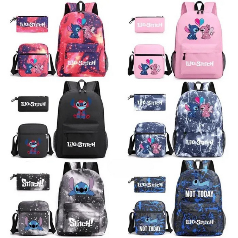 Kit Escolar Infantil Mochila + Lancheira e Estojo Lilo Stitch Lovers