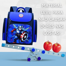 Mochila Escolar Infantil Premium com Almodas Respiráveis Super heróis Capitão América e Homem Aranha