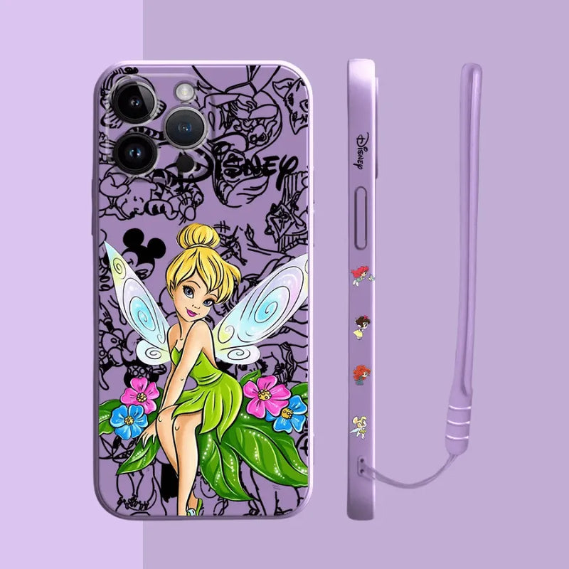 Capinha Iphone Ariel e Tinker Bell - Case de Alta Proteção e Com Cordão de Brinde