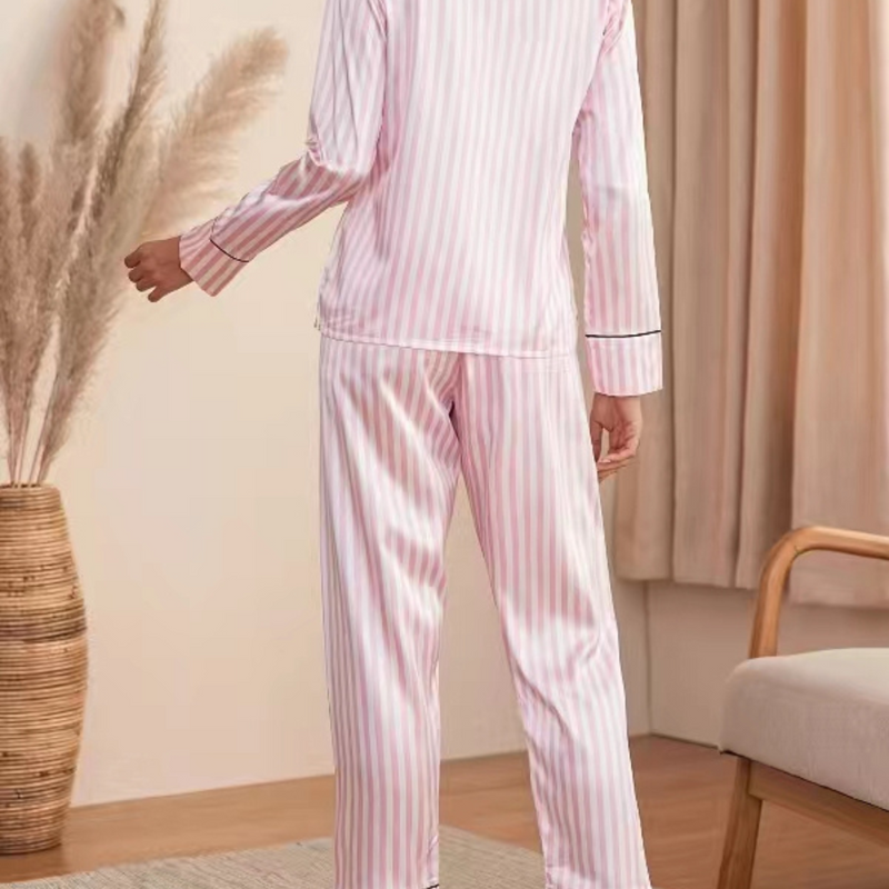 Pijama Feminino Pure Dreamy - Conjunto Com Calça e Camisa Longa em Seda Gelo Premium | Tecido Macio, Leve e Confortável