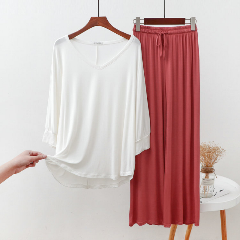 Pijama Feminino Dreamy Gentle - Conjunto Com Calça e Camisa Longa Super Confortável em Algodão | Conforto Absoluto, Leve e Elegante