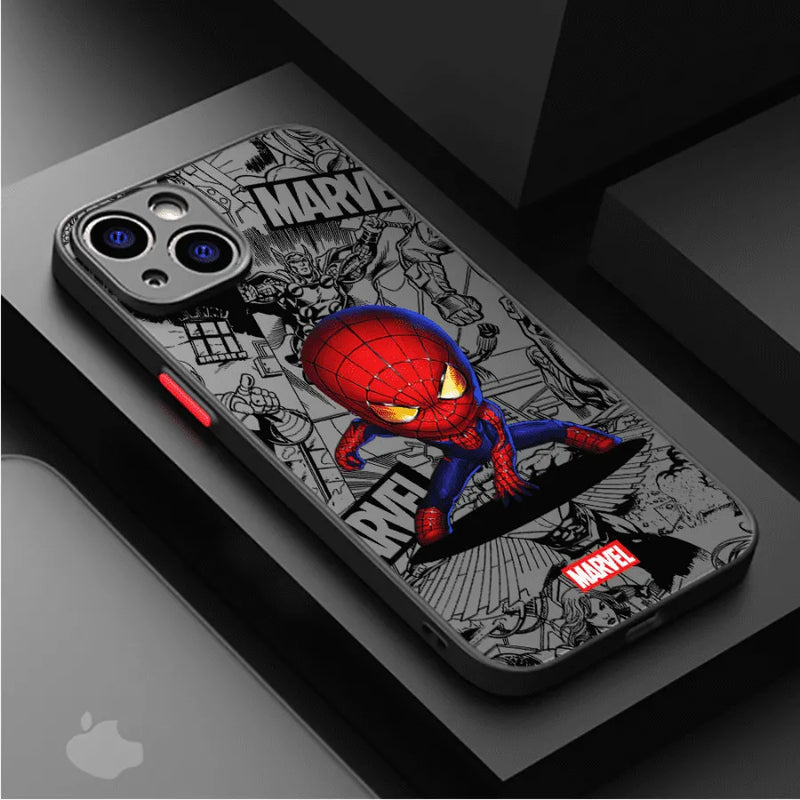 Capinha de Celular para Iphone Marvel Superheroes Cartoon Style