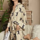 Pijama Feminino Leopard - Conjunto Luxo Calça e Camisa Longa Em Seda | Toque De Seda Super Confortável