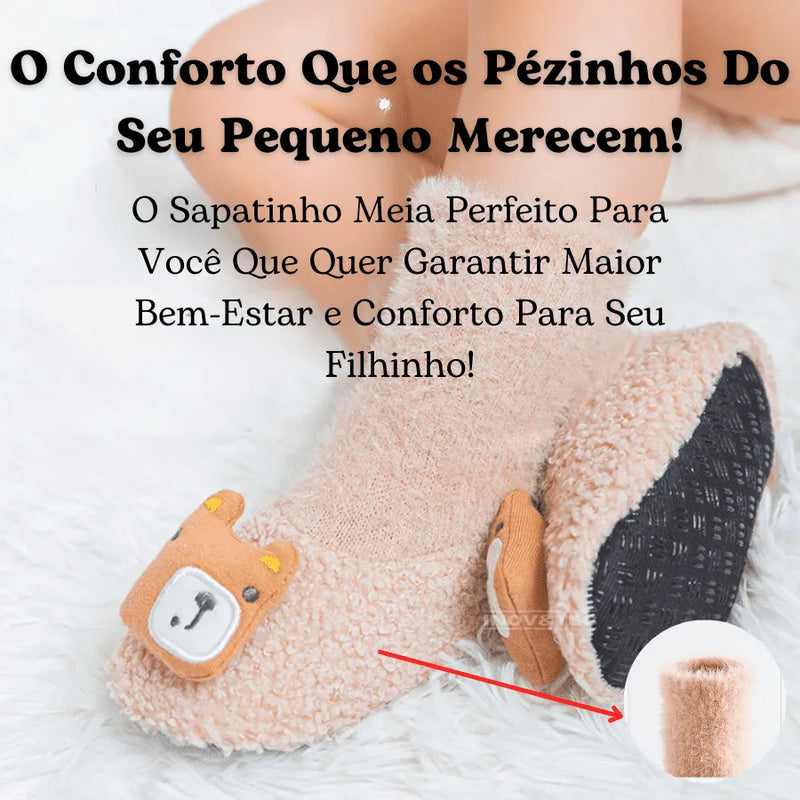 Sapatinho Meia De Inverno "Pezinho  Pelúcia"- Super Confortável, Quentinho e Antiderrapante