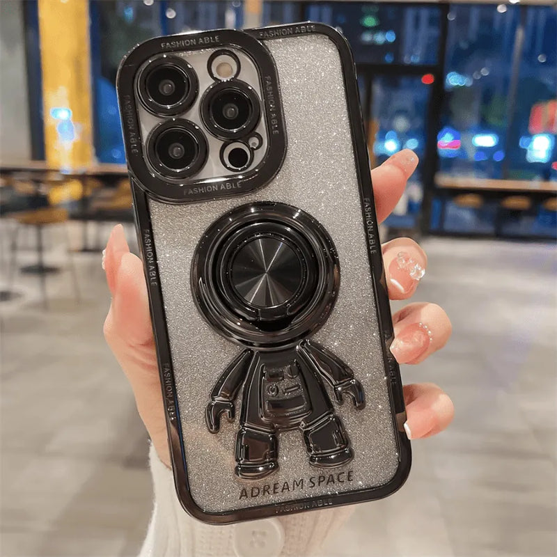 Capinha Iphone Astronauta Espacial Com Brilho e Apoio Magnético - Case De Alta Proteção e Resistência