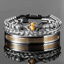 Kit de 3 Pulseiras Masculinas Premium Ajustáveis com Pedra Natural OLHO de TIGRE