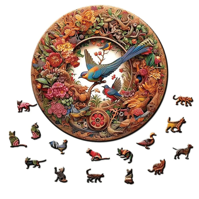 Quebra-Cabeça de Madeira Inova WOOD PUZZLE - Pássaro e Filhotes | Diversão com Diversos Benefícios para Crianças e Idosos