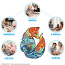 Quebra-Cabeça de Madeira Inova WOOD PUZZLE - Raposa Floral | Diversão com Diversos Benefícios para Crianças e Idosos