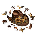 Quebra-Cabeça De Madeira Inova WOOD PUZZLE - Chapéu Com Girassóis | Diversão Com Diversos Benefícios