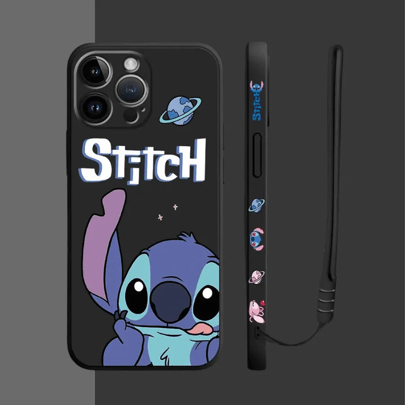 Capinha Iphone Casal Stitch e Angel - Case de Alta Proteção e Com Cordão de Brinde