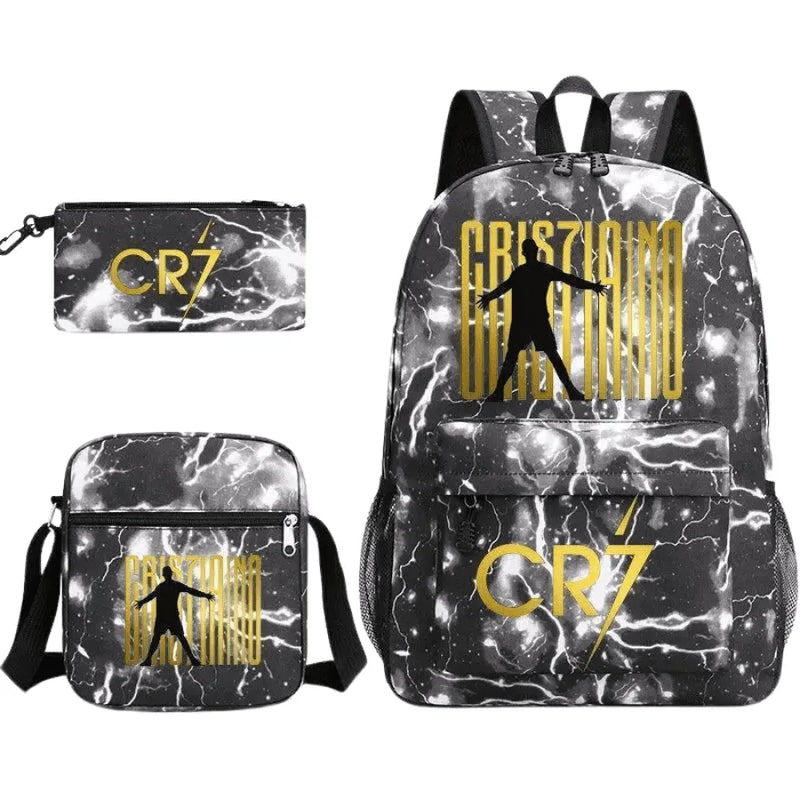 Kit Escolar Infantil Bolsa com Estojo e Lancheira do CR7 Champions