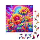 Quebra-Cabeça De Madeira Inova WOOD PUZZLE - Girassóis Psicodélicos | Diversão Com Diversos Benefícios