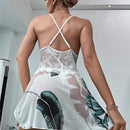 Pijama Feminino Selvage Conjunto Camisola e Roupão Em Cetim Seda Premium Com Detalhes De Renda | Toque De Seda Confortável