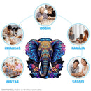 Quebra-Cabeça de Madeira Inova WOOD PUZZLE - Elefante Sereno | Diversão com Diversos Benefícios para Crianças e Idosos