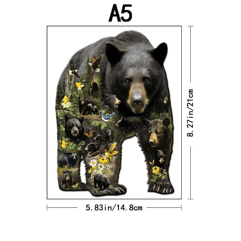 Quebra-Cabeça De Madeira Inova WOOD PUZZLE - Urso do Passado | Diversão Com Diversos Benefícios