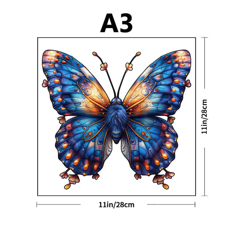 Quebra-Cabeça de Madeira Inova WOOD PUZZLE - Borboleta Azul | Diversão com Diversos Benefícios para Crianças e Idosos