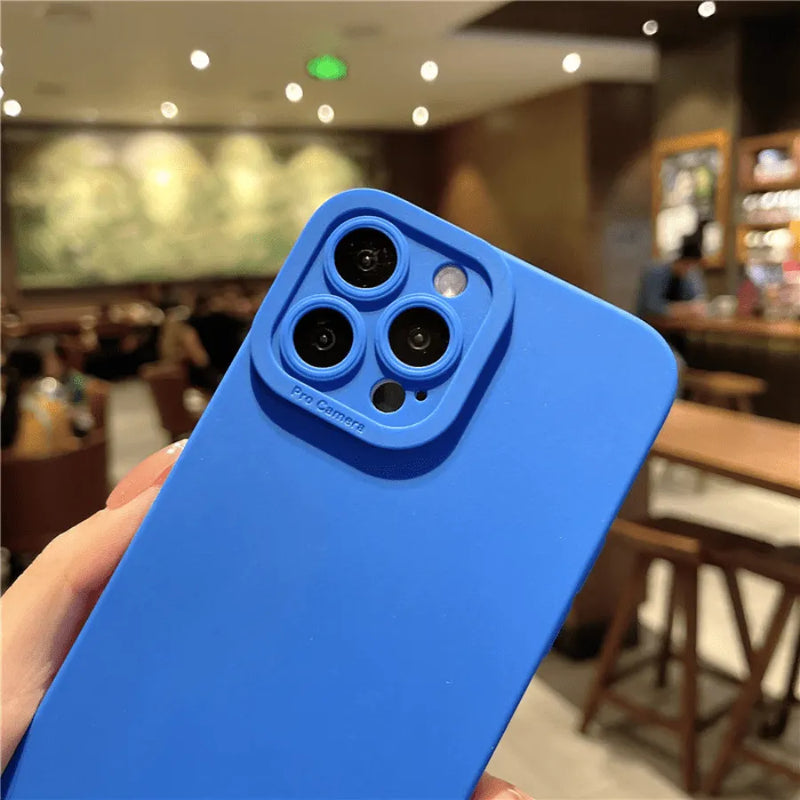 Capinha de Celular para IPhone em Silicone com proteção 360º para as lentes da Câmera Matte Anti-Impacto Câmera Pro