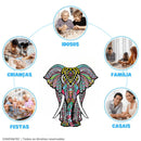 Quebra-Cabeça de Madeira Inova WOOD PUZZLE - Elefante Psicodélico | Diversão com Diversos Benefícios para Crianças e Idosos