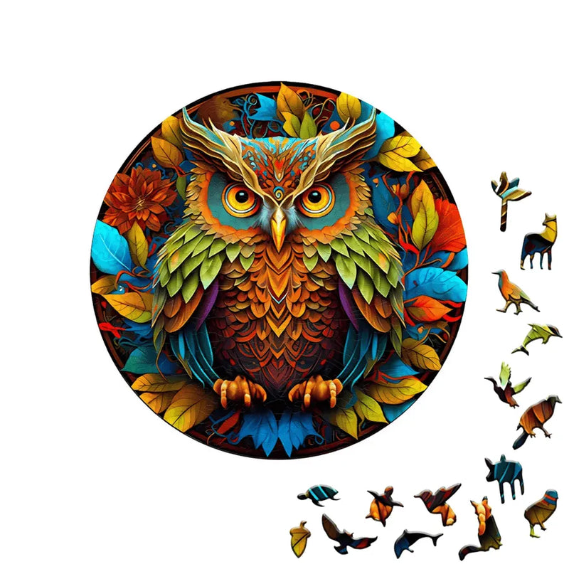 Quebra-Cabeça De Madeira Inova WOOD PUZZLE - Coruja e Folhas | Diversão Com Diversos Benefícios