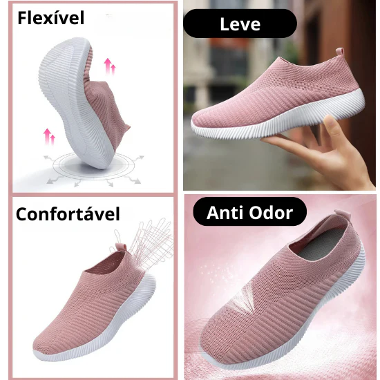 Tênis Tipo Meia em Fibra Mesh Super Macia Slip On AeroSwift