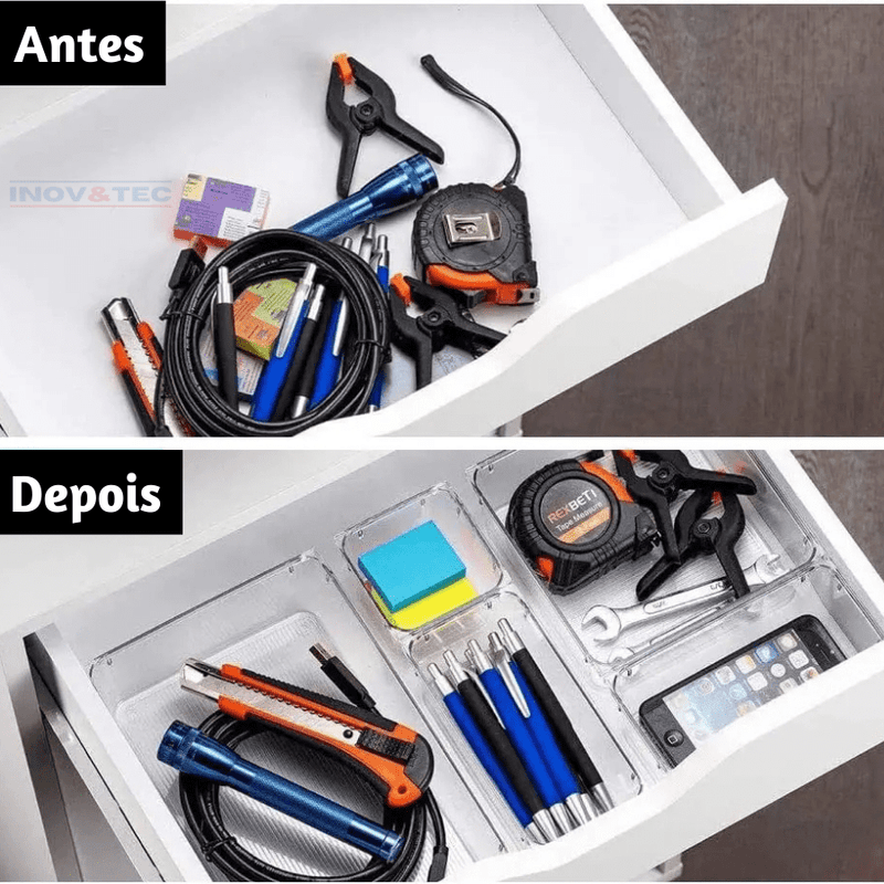 Kit Organizadores Em Acrílico Premium - Organize Suas Gavetas, Maquiagem e Muito Mais Com Estilo e Praticidade