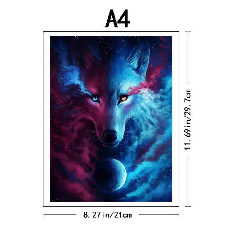 Quebra-Cabeça De Madeira Inova WOOD PUZZLE - Lobo Na Galáxia | Diversão Com Diversos Benefícios Para Crianças e Idosos