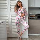 Pijama Feminino Luxe Dreams - Conjunto Com Calça e Camisa Longa em Seda Elástica Premium | Tecido Macio, Leve e Confortável