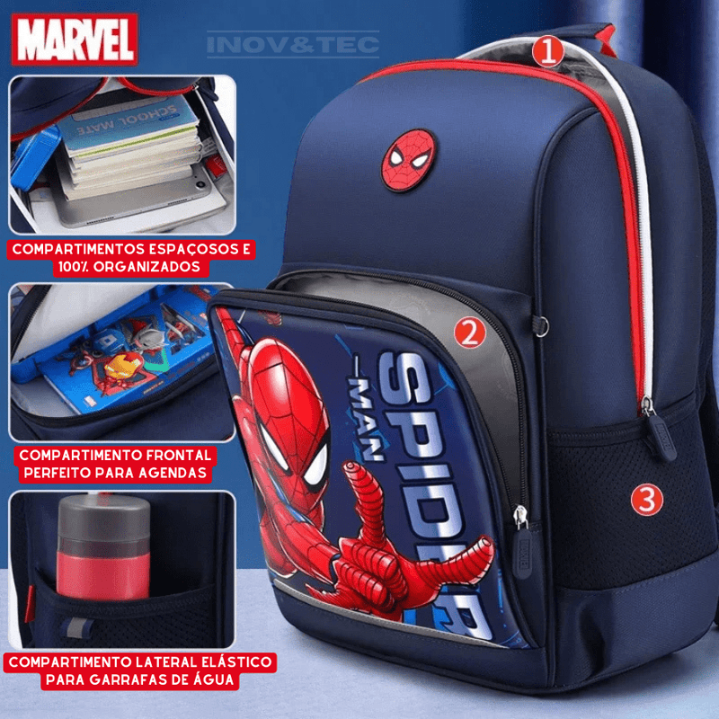 Mochila Infantil Premium Homem Aranha - Com Grandes Tarefas De Casa Temos Grandes Responsabilidades!