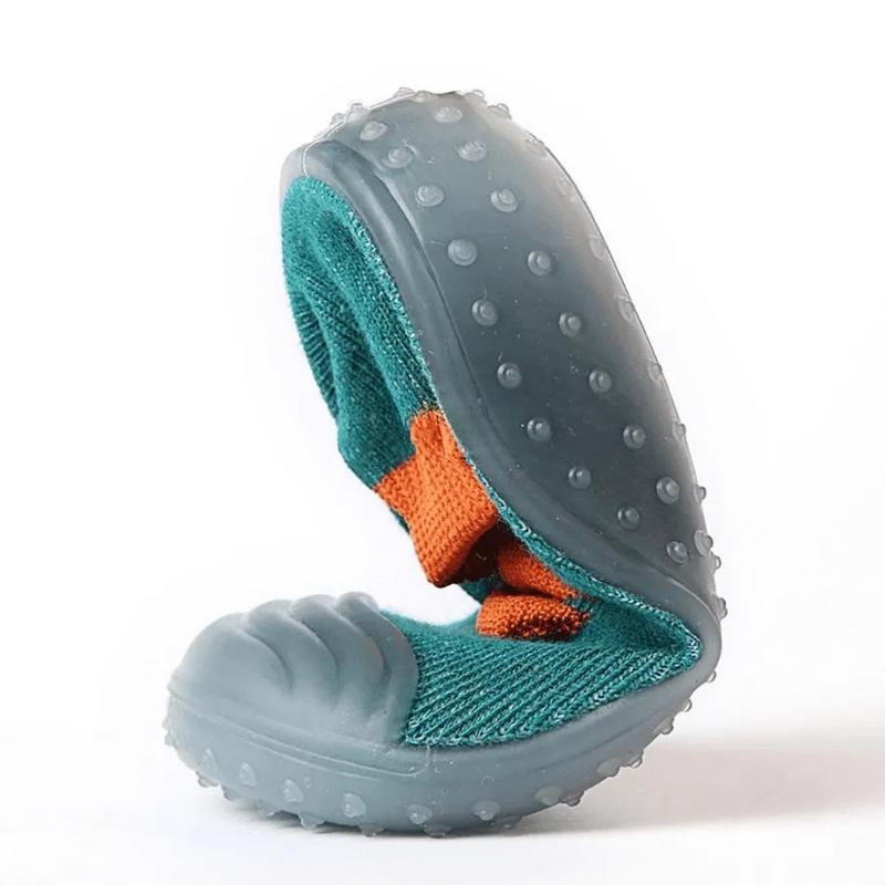 Sapatinho Meia para Bebês em Algodão Antiderrapante Patinho Na Lagoa