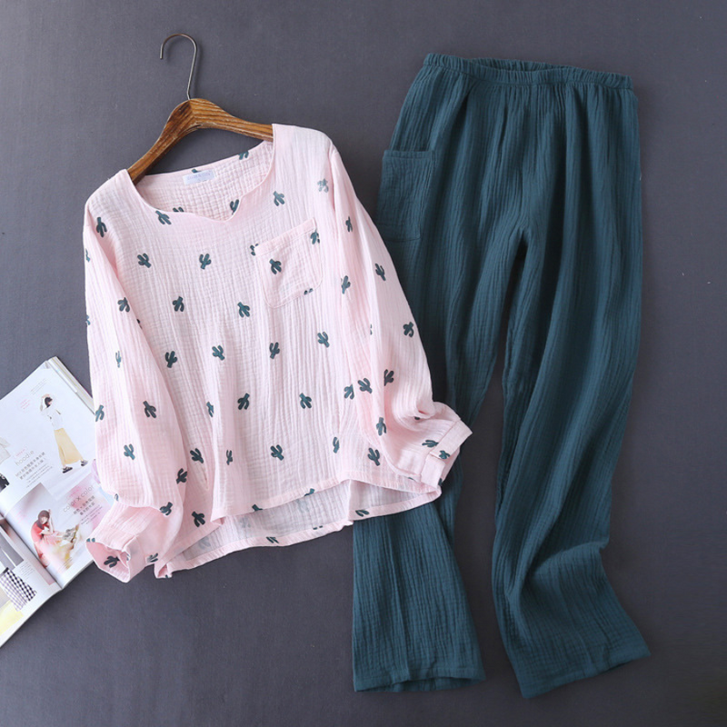 Pijama Feminino Cactus Whisper - Conjunto Com Calça e Camisa Longa em 100% Algodão | Macio, Leve e Super Confortável