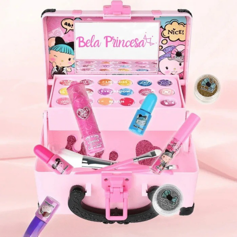 Maleta de Maquiagem para Meninas com 33 Peças Incríveis BELA PRINCESA