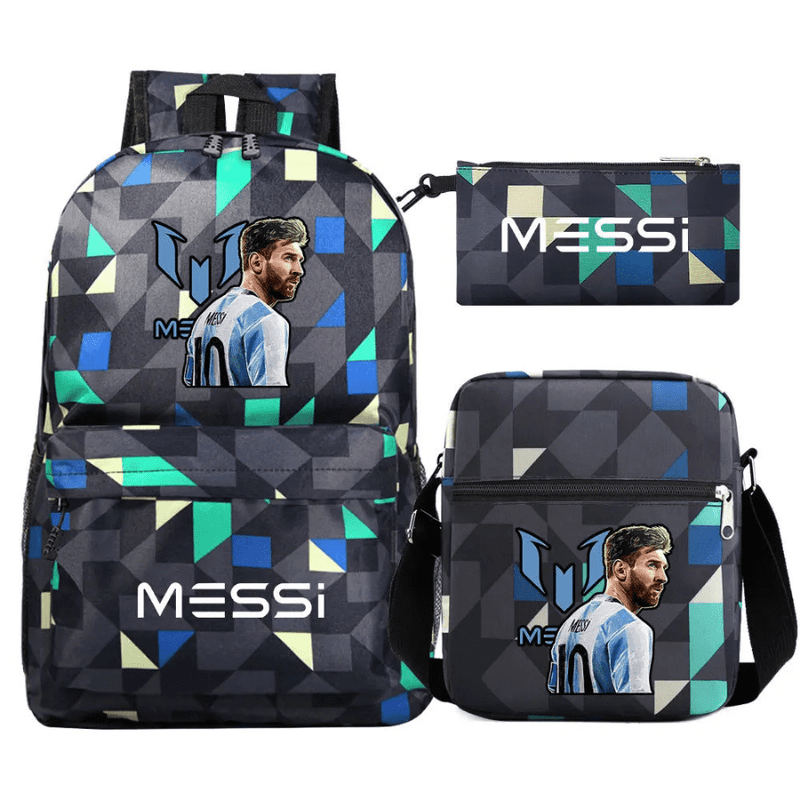 Kit Escolar Infantil Mochila com Lancheira e Estojo Messi