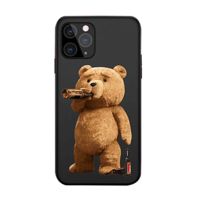 Capinha Iphone Teddy Bear Drink - Case De Proteção Engraçada e Divertida