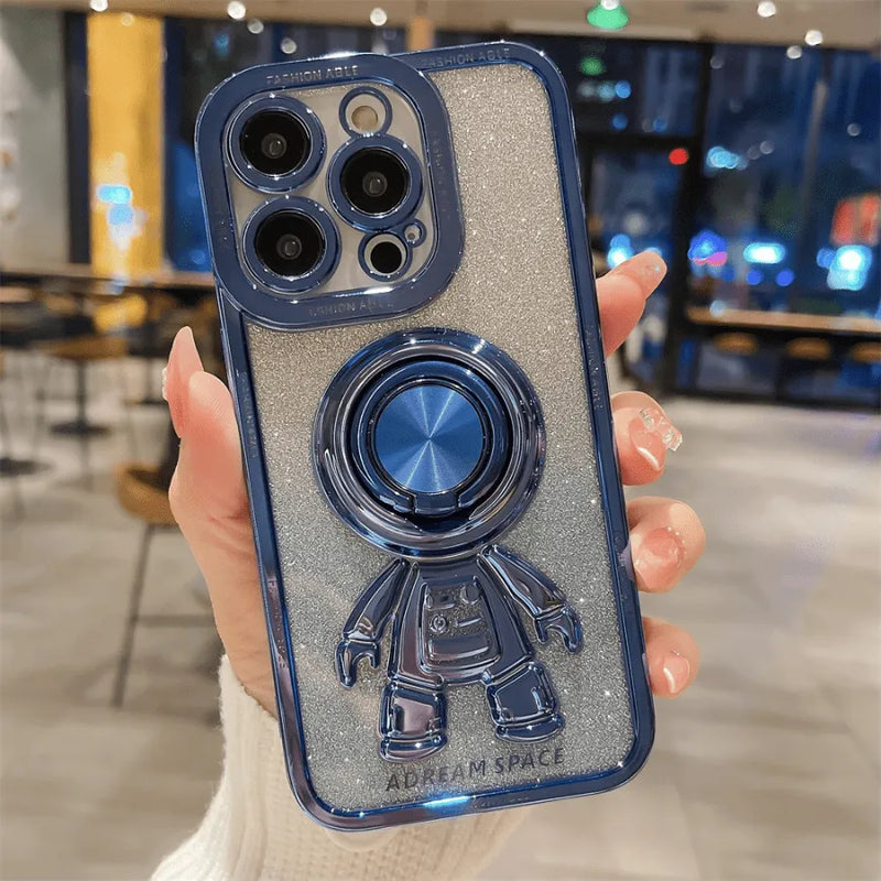 Capinha Iphone Astronauta Espacial Com Brilho e Apoio Magnético - Case De Alta Proteção e Resistência