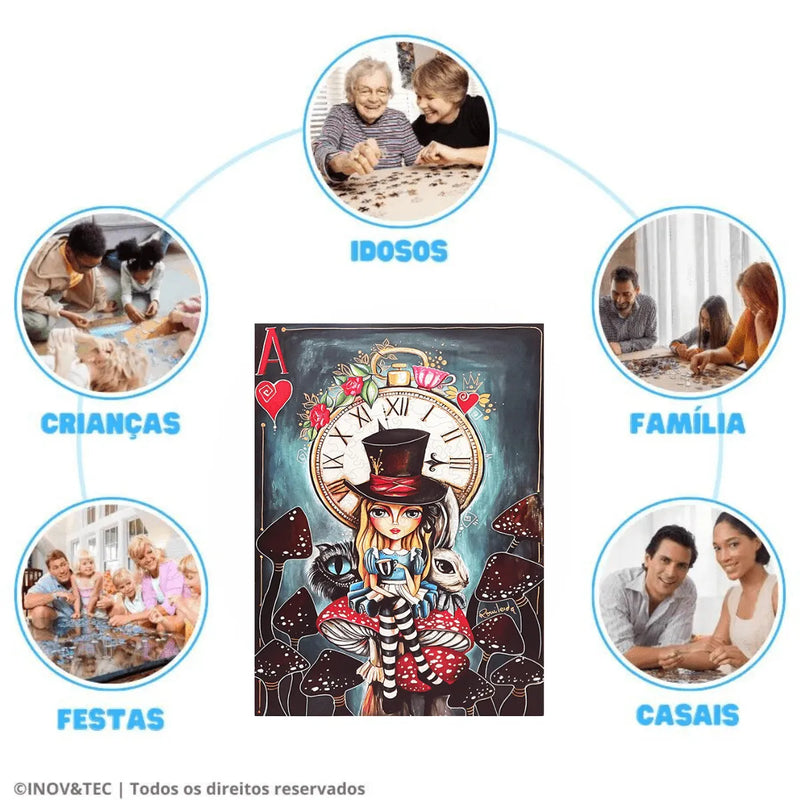 Quebra-Cabeça de Madeira Inova WOOD PUZZLE - Alice e o Tempo | Diversão com Diversos Benefícios