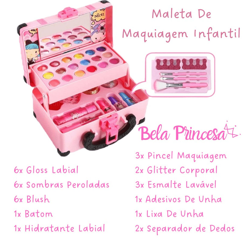 Maleta de Maquiagem para Meninas com 33 Peças Incríveis BELA PRINCESA