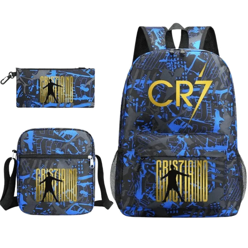 Kit Escolar Infantil Bolsa com Estojo e Lancheira do CR7 Champions