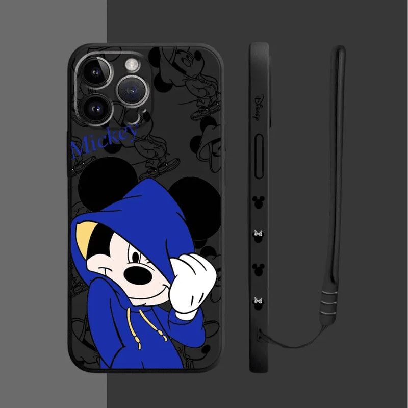 Capinha Iphone Mickey e Minnie de Moletom - Case de Alta Proteção e e Com Cordão de Brinde
