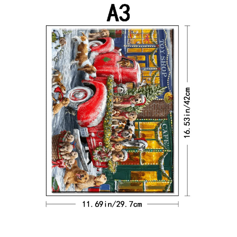 Quebra-Cabeça de Madeira Inova WOOD PUZZLE - Cachorros Natalinos | Diversão com Diversos Benefícios