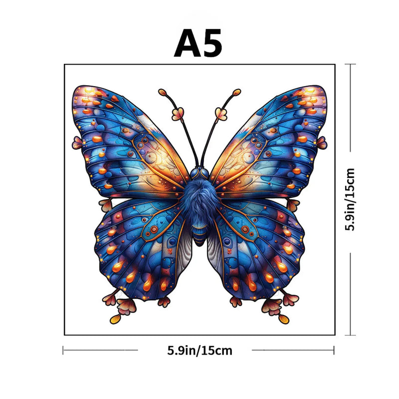 Quebra-Cabeça de Madeira Inova WOOD PUZZLE - Borboleta Azul | Diversão com Diversos Benefícios para Crianças e Idosos