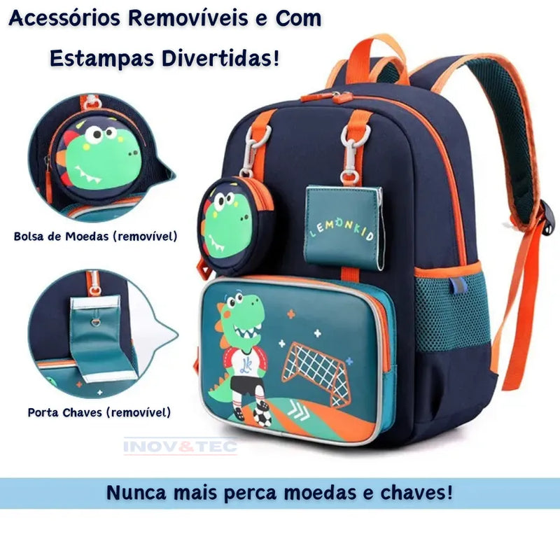 Mochila Infantil Kids Adventure - Junte-se ao Dino e Seus Amigos