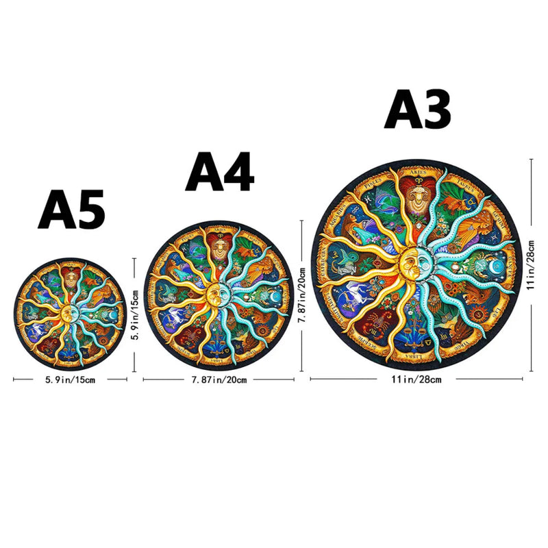 Quebra-Cabeça de Madeira Inova WOOD PUZZLE - Constelações do Zodíaco | Diversão com Diversos Benefícios para Crianças e Idosos