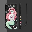 Capinha Iphone Princesas Ariel e Rapunzel - Case de Alta Proteção e Com Cordão de Brinde