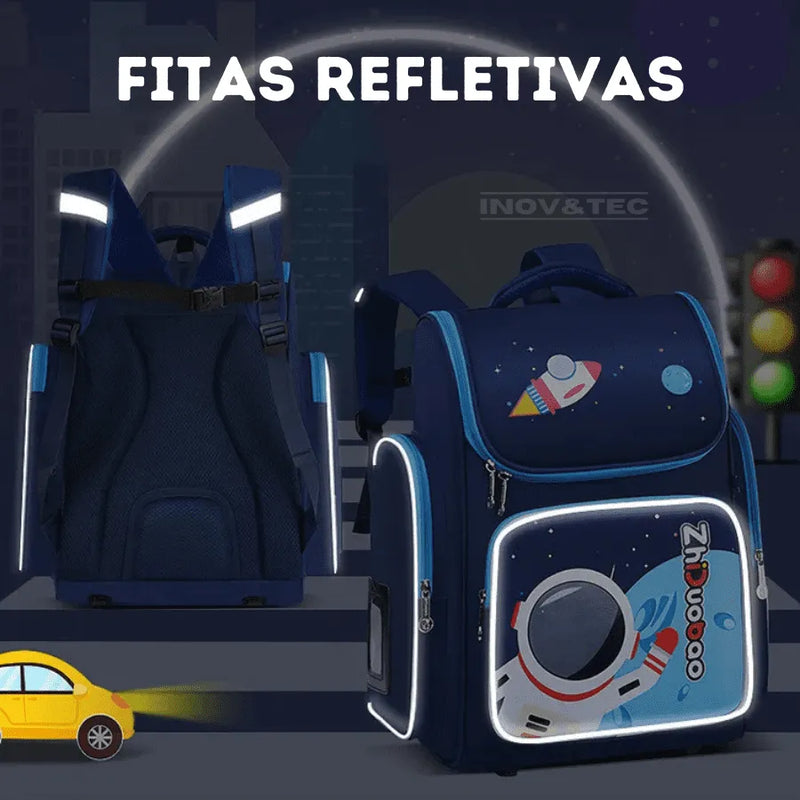 Mochila Infantil Premium Impermeável Unisex - Aventura Espacial Na Escola + Brinde
