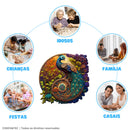 Quebra-Cabeça De Madeira Inova WOOD PUZZLE - Pavão Na Natureza | Diversão Com Diversos Benefícios Para Crianças e Idosos