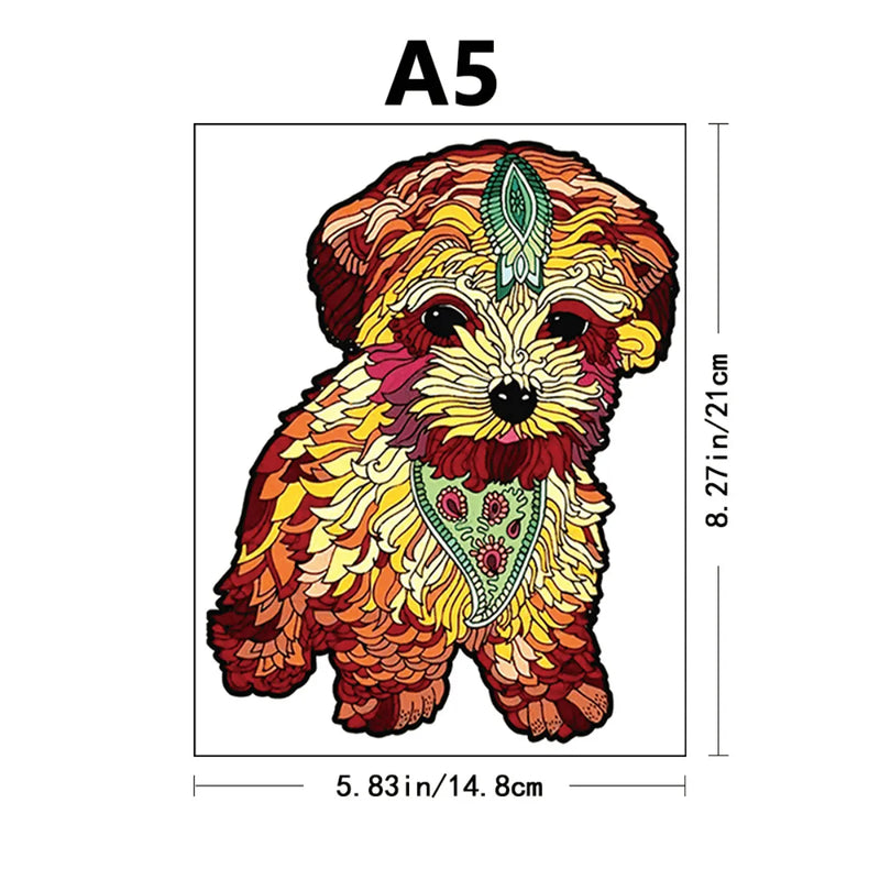 Quebra-Cabeça de Madeira Inova WOOD PUZZLE - Cachorro Filhote Aquarela | Diversão com Diversos Benefícios para Crianças e Idosos