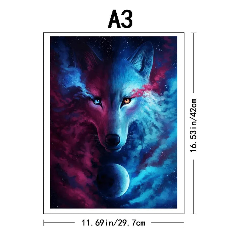 Quebra-Cabeça De Madeira Inova WOOD PUZZLE - Lobo Na Galáxia | Diversão Com Diversos Benefícios Para Crianças e Idosos