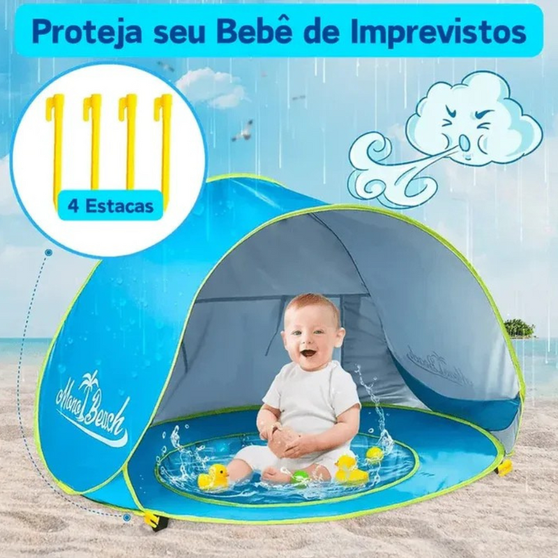 Barraca de Praia Infantil com Piscina e Proteção UV DIVERSÃO TOTAL