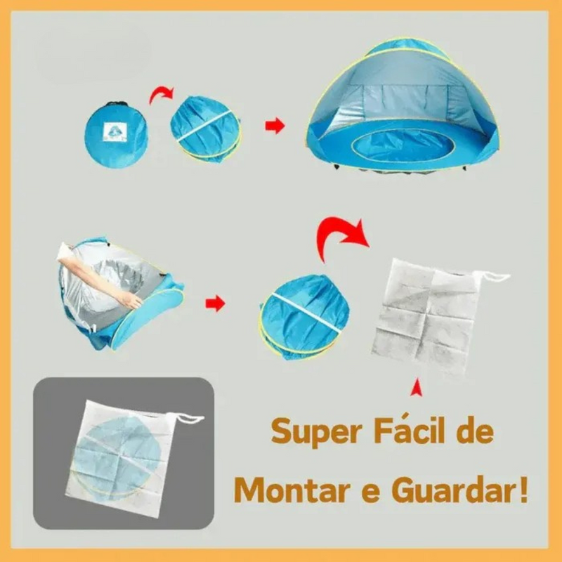 Barraca de Praia Infantil com Piscina e Proteção UV DIVERSÃO TOTAL